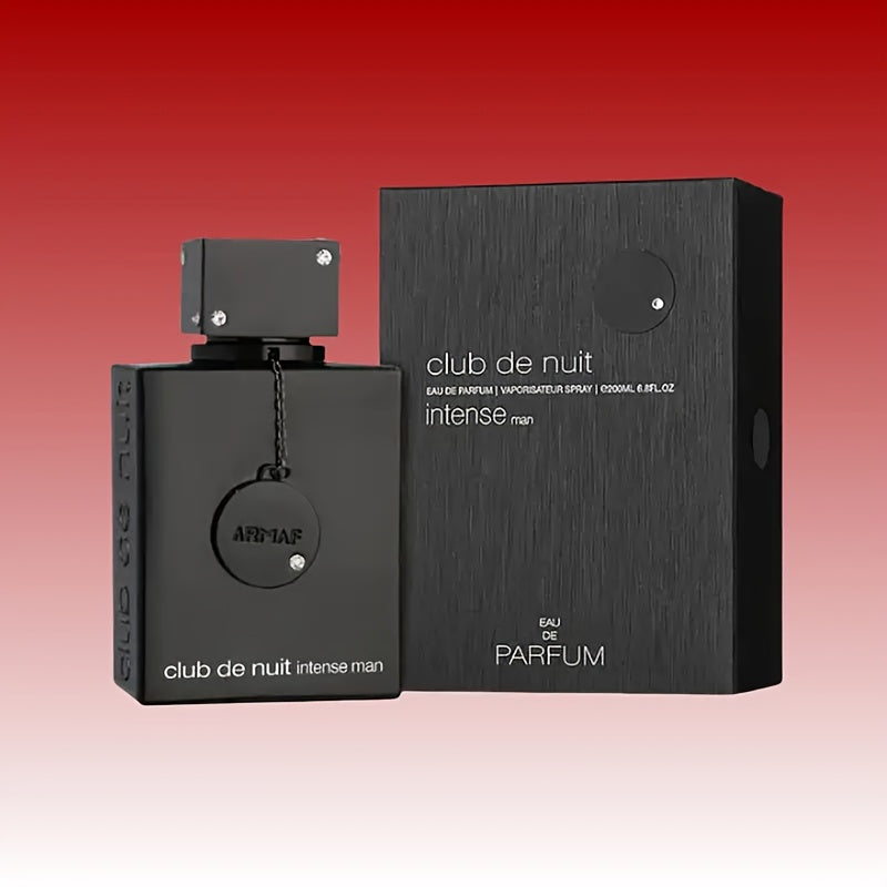 Club de Nuit Intense Men’s Cologne - 3.4fl.oz (100ml), Long-Lasting Floral Scent, Alcohol-Free, Black Elegant Bottle with Rounded Mouth & Metal Chain, Perfect for Parties, Dates & Social Events, Ideal Valentine’s Day or B