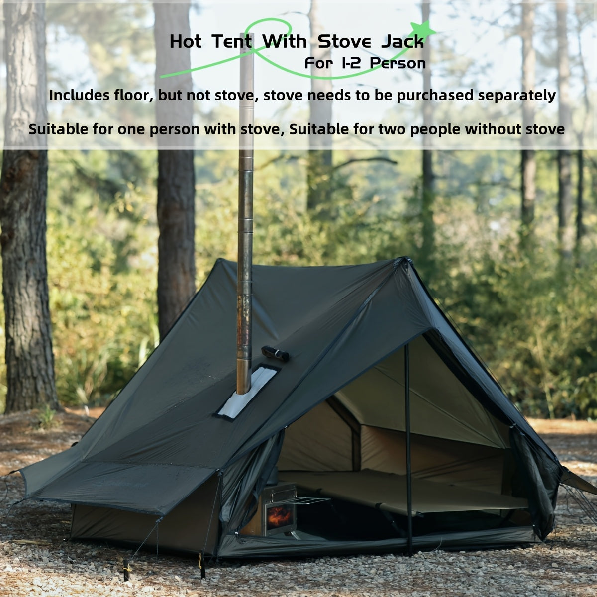 Cottage Tent -1-2 Person Hot Tent With Stove Jack - 4 Season Winter Camping Tent, Waterproof & Windproof, Lightweight 82x59x47 Inches | Ideal For Backpacking, Camping, Hiking, Hunting, Fishing | Hot Tent, Hot Tents For Campin