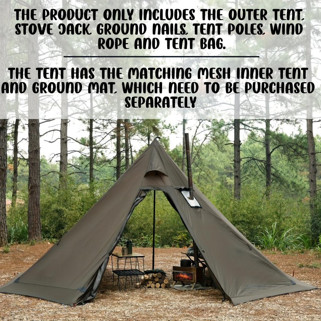 3-4 Person Hot Tent With Stove Jack And Snow Skirt - 4 Season, Winter Camping Tent, & Windproof, Lightweight 4.8lb | Ideal For Family Camping, Hiking, Hunting, Fishing | Hot Tent, Hot Tents For Camping, Camping Tent