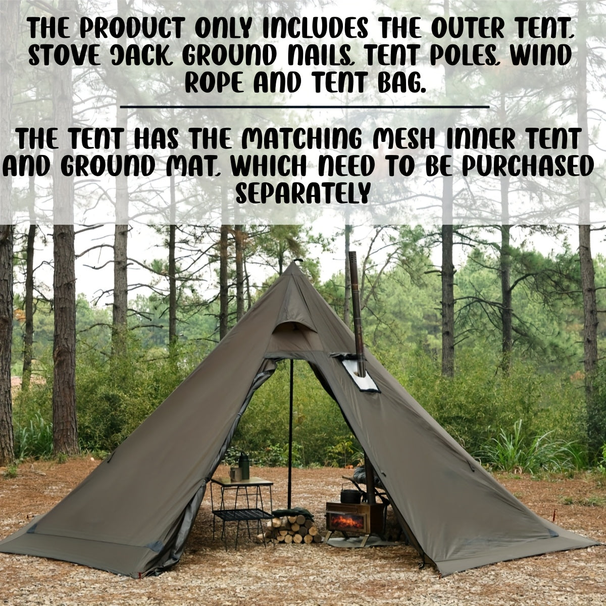 3-4 Person Hot Tent With Stove Jack And Snow Skirt - 4 Season, Winter Camping Tent, & Windproof, Lightweight 4.8lb | Ideal For Family Camping, Hiking, Hunting, Fishing | Hot Tent, Hot Tents For Camping, Camping Tent