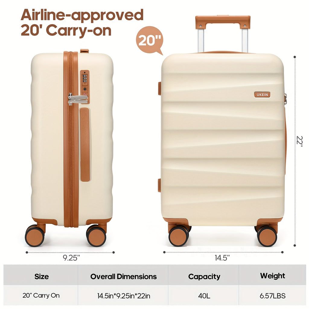 20Inch Carry-On Luggage, Lightweight PC HardShell Suitcase With 360° Spinner Wheels, TSA-Approved, Durable Airline Approved Rolling Luggage With Telescoping Handle, Ideal For 3-4 Day Travel