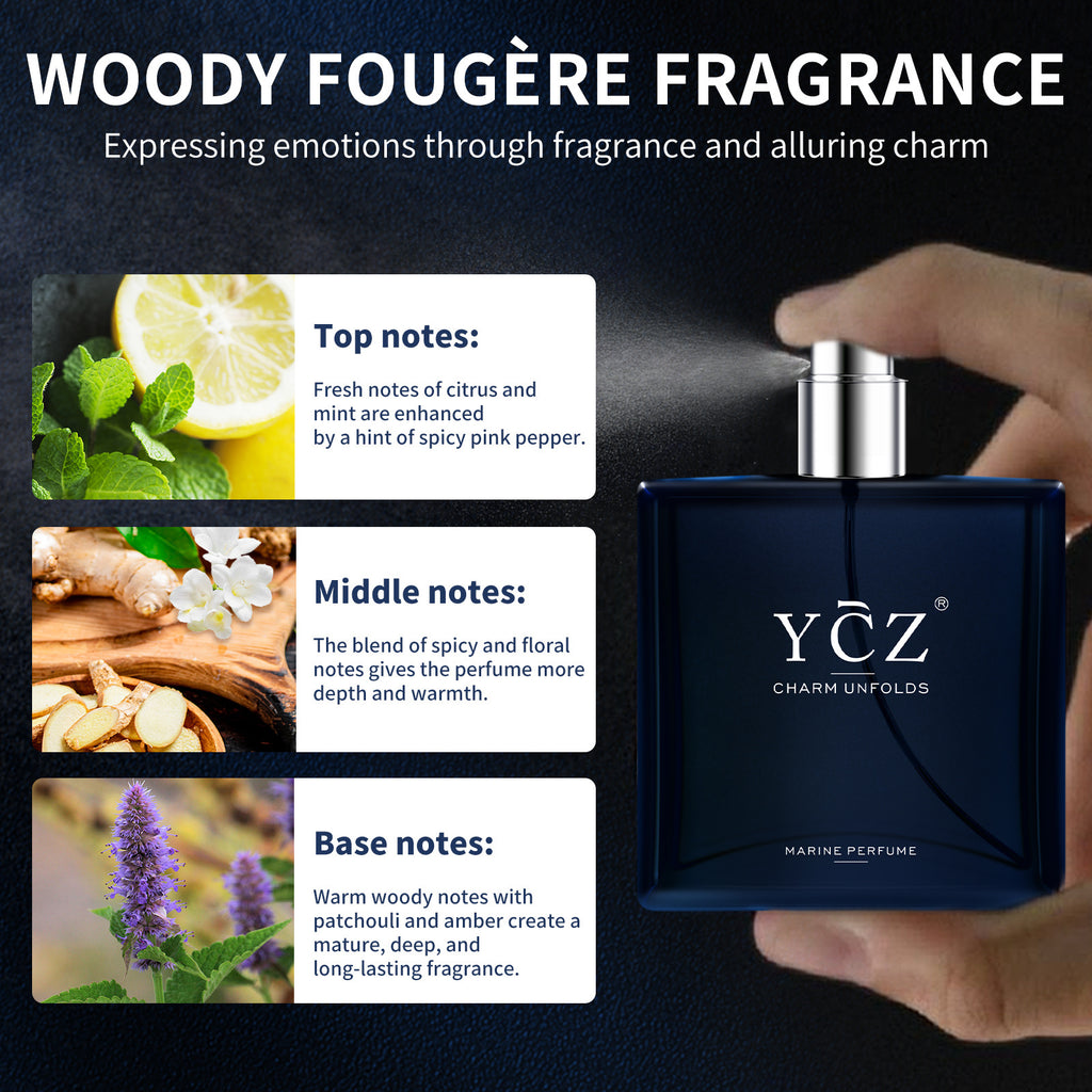 3pcs YCZ Men’s Cologne - 1.69oz, Fresh Grapefruit & Cedar Amber Scent, Long-Lasting Fragrance for Date Night, Perfect Boyfriend Gift, Eau de Toilette Spray, Ideal for Summer Vibes, Gift for Boyfriend | Modern Cap Design | Q