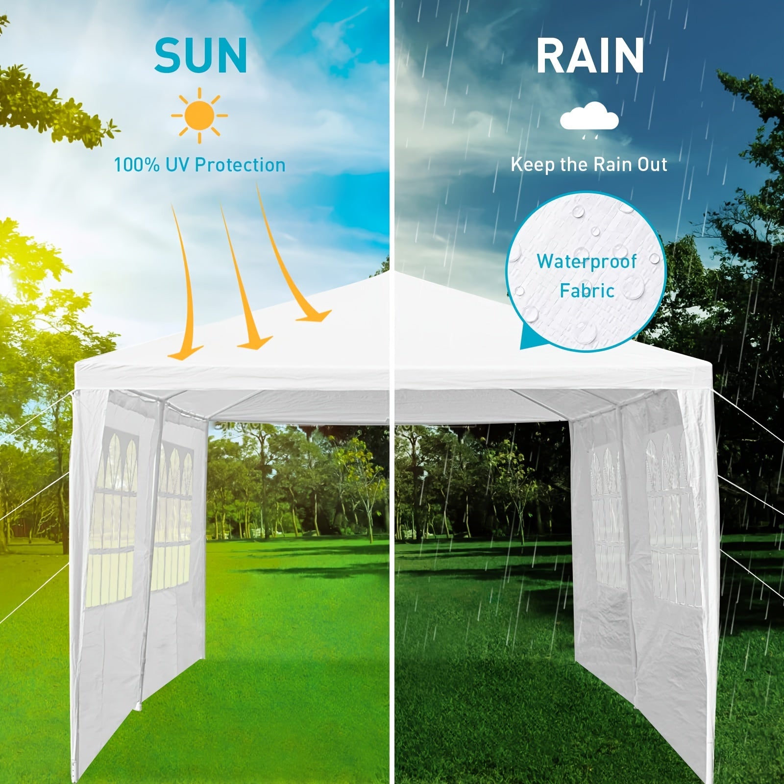 ANTSKU 10'x20' Outdoor Party Tent, Large Wedding Birthday Tents for Parties, White Canopy Tent with 4 Removable Sidewalls & Transparent Windows, Outside Gazebo Event Tent for Garden, Patio and Backyard