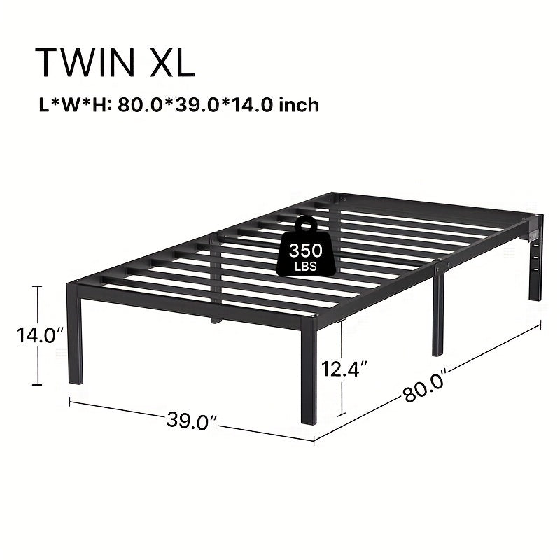 Twin/Full/King/Queen Size Bed Frame Avaliable, Metal Platform Bed Frame With Charging Station & Under Bed Storage Space, Sturdy Steel Slat Supports, No Box Spring Needed, Easy Assembly, Noise Free, Non-Slip