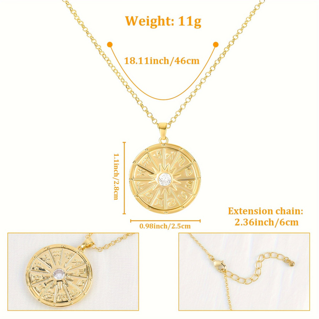 Women Necklace, Ladies Constellation Pendant Golden Necklace, Women's Jewelry Accessories, Party Jewelry Gifts, Gifts For Her, Ladies Fashion Pendant Necklace