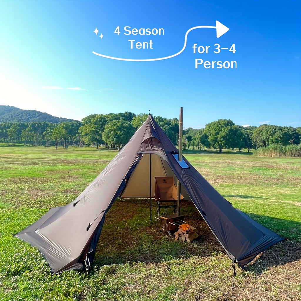 3-4 Person Hot Tent With Stove Jack And Snow Skirt - 4 Season, Winter Camping Tent, & Windproof, Lightweight 4.8lb | Ideal For Family Camping, Hiking, Hunting, Fishing | Hot Tent, Hot Tents For Camping, Camping Tent