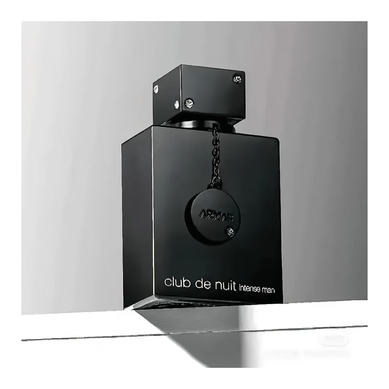 Club de Nuit Intense Men’s Cologne - 3.4fl.oz (100ml), Long-Lasting Floral Scent, Alcohol-Free, Black Elegant Bottle with Rounded Mouth & Metal Chain, Perfect for Parties, Dates & Social Events, Ideal Valentine’s Day or B
