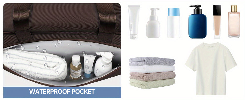 Rolling Luggage Duffel Bag - Spacious & Stylish with Shoe Compartment - Azul & Beige Weekender Set