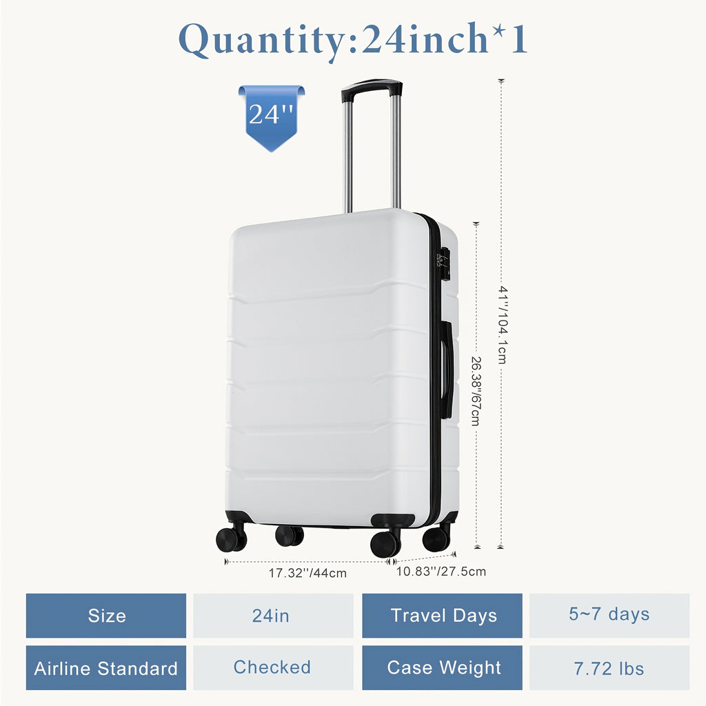 20/24/28 Inch Lightweight Hard Shell ABS Carry On Luggage with Double Spinner Wheels, Expandable Rolling Luggage and TSA Lock
