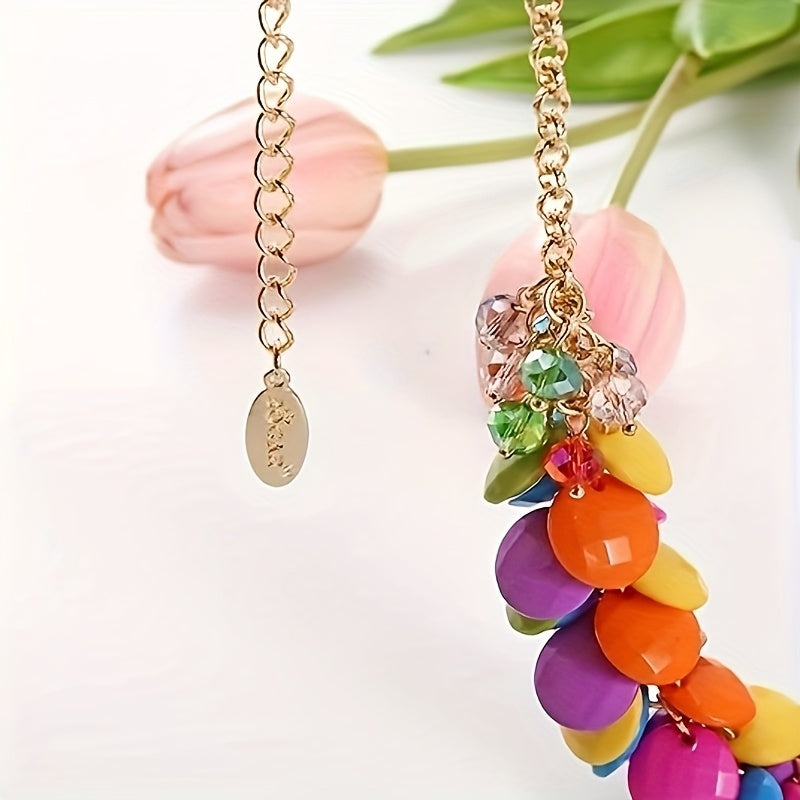 [Fashion Statement Necklace Set] Bocar Fashion Statement Necklace Set | Cluster Bubble Acrylic Bib Collar Jewelry for Women - Necklace And Earrings