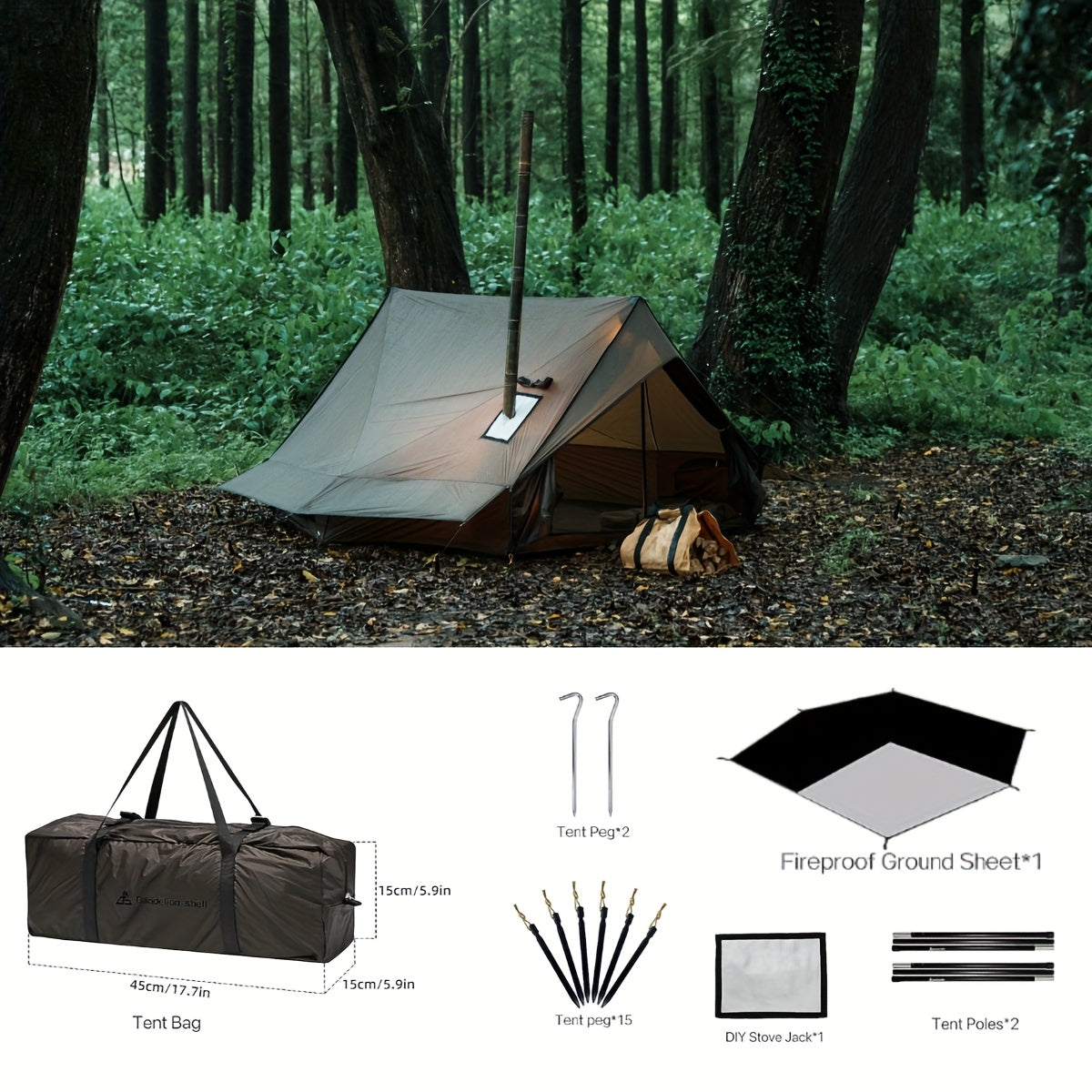 Cottage Tent -1-2 Person Hot Tent With Stove Jack - 4 Season Winter Camping Tent, Waterproof & Windproof, Lightweight 82x59x47 Inches | Ideal For Backpacking, Camping, Hiking, Hunting, Fishing | Hot Tent, Hot Tents For Campin