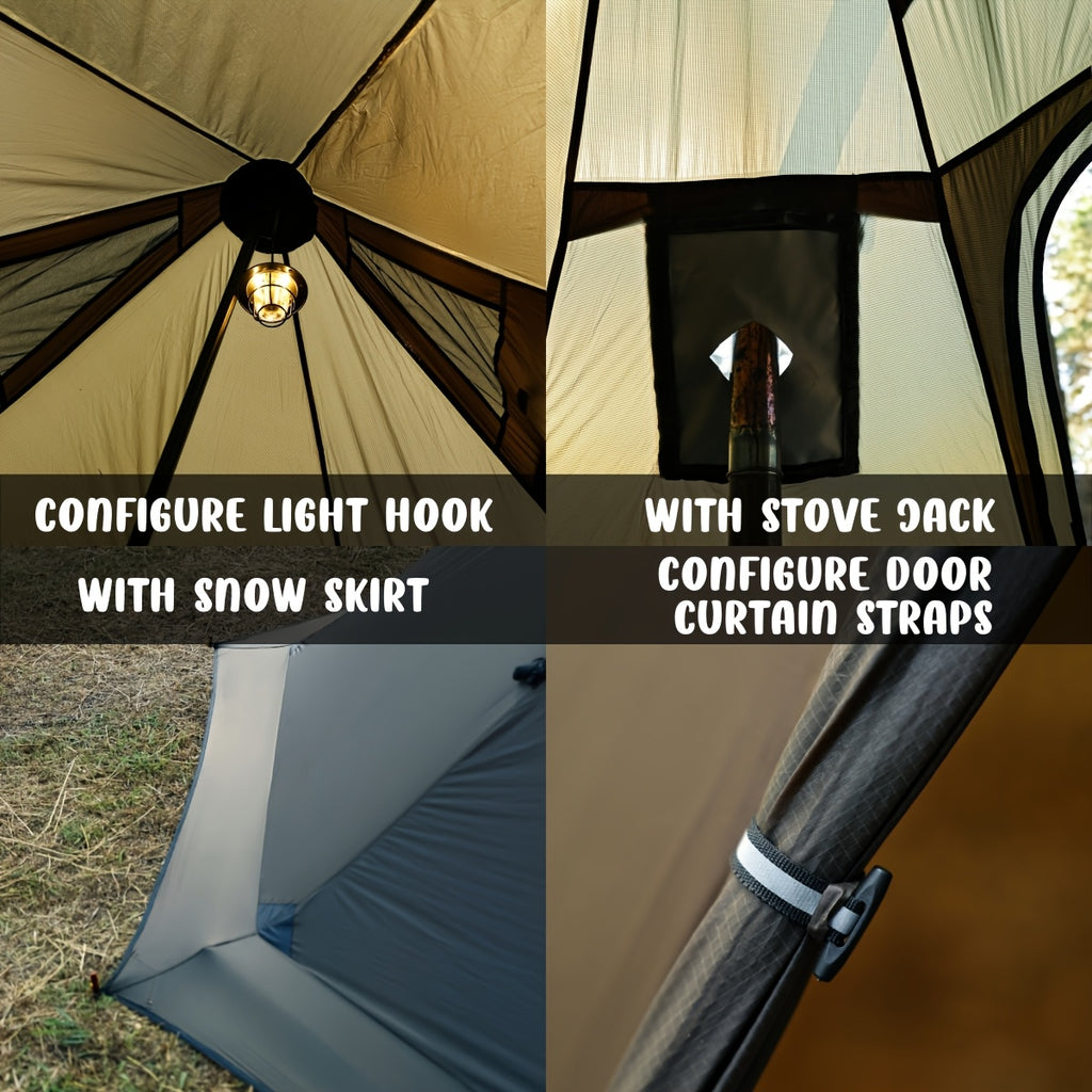 3-4 Person Hot Tent With Stove Jack And Snow Skirt - 4 Season, Winter Camping Tent, & Windproof, Lightweight 4.8lb | Ideal For Family Camping, Hiking, Hunting, Fishing | Hot Tent, Hot Tents For Camping, Camping Tent