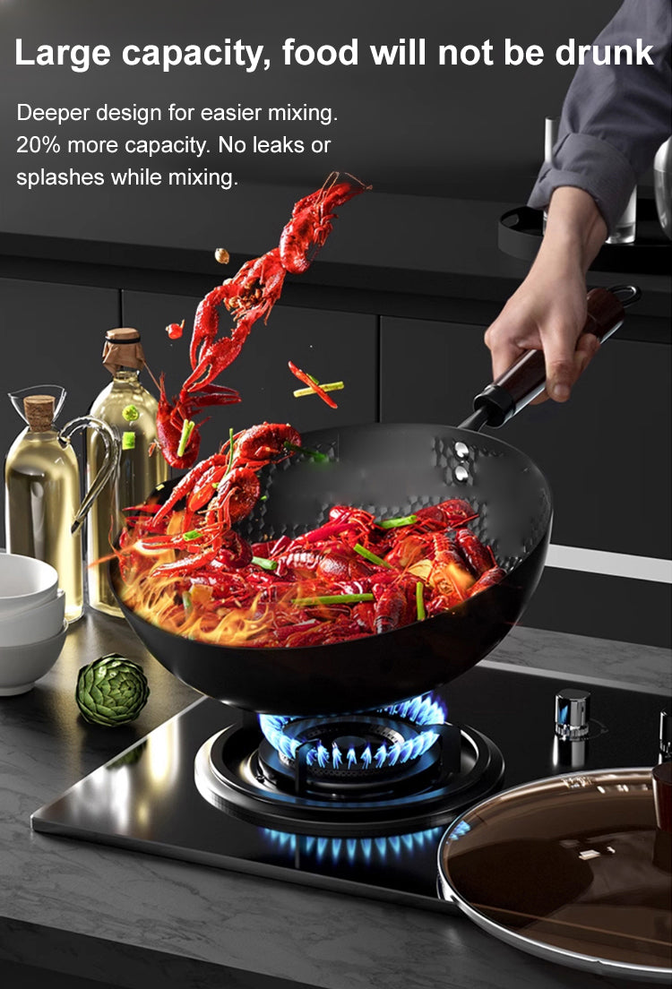 Big Belly Pot Deepened Non-stick Iron Pot Flat Bottom Uncoated Small Frying Pan Iron Pan with Lid Uncoated Frying Pan Big Belly