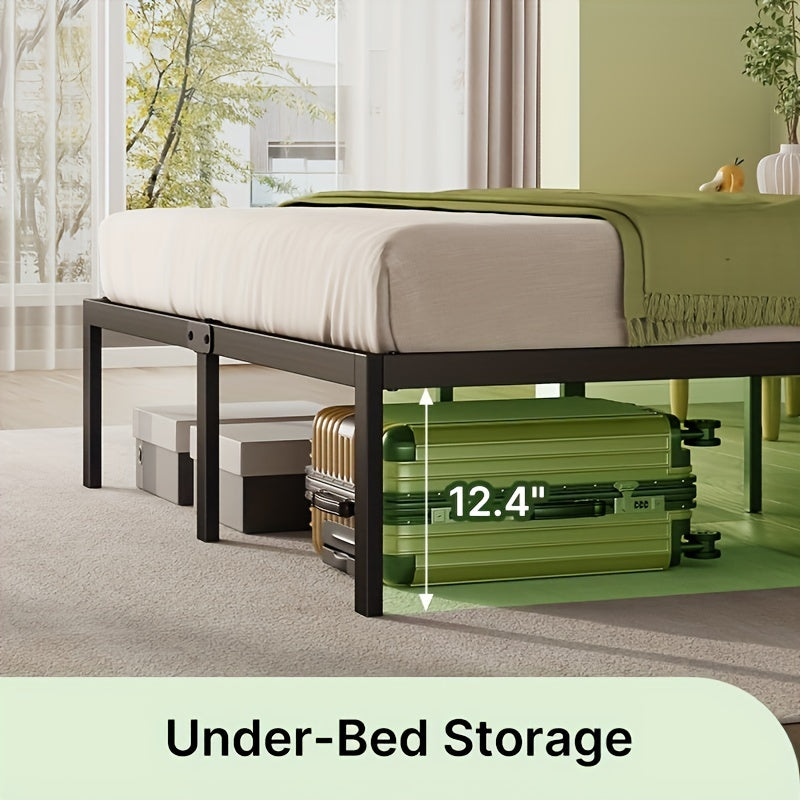 Twin/Full/King/Queen Size Bed Frame Avaliable, Metal Platform Bed Frame With Charging Station & Under Bed Storage Space, Sturdy Steel Slat Supports, No Box Spring Needed, Easy Assembly, Noise Free, Non-Slip