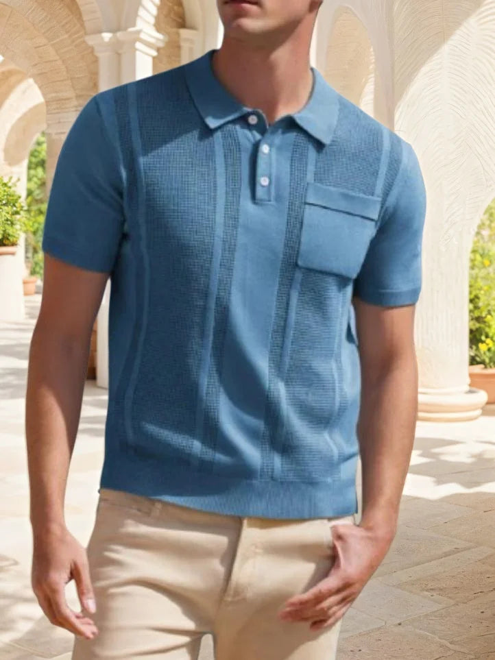 Men's Knit Polo Shirts Short Sleeve Texture Lightweight Golf Shirts Sweater