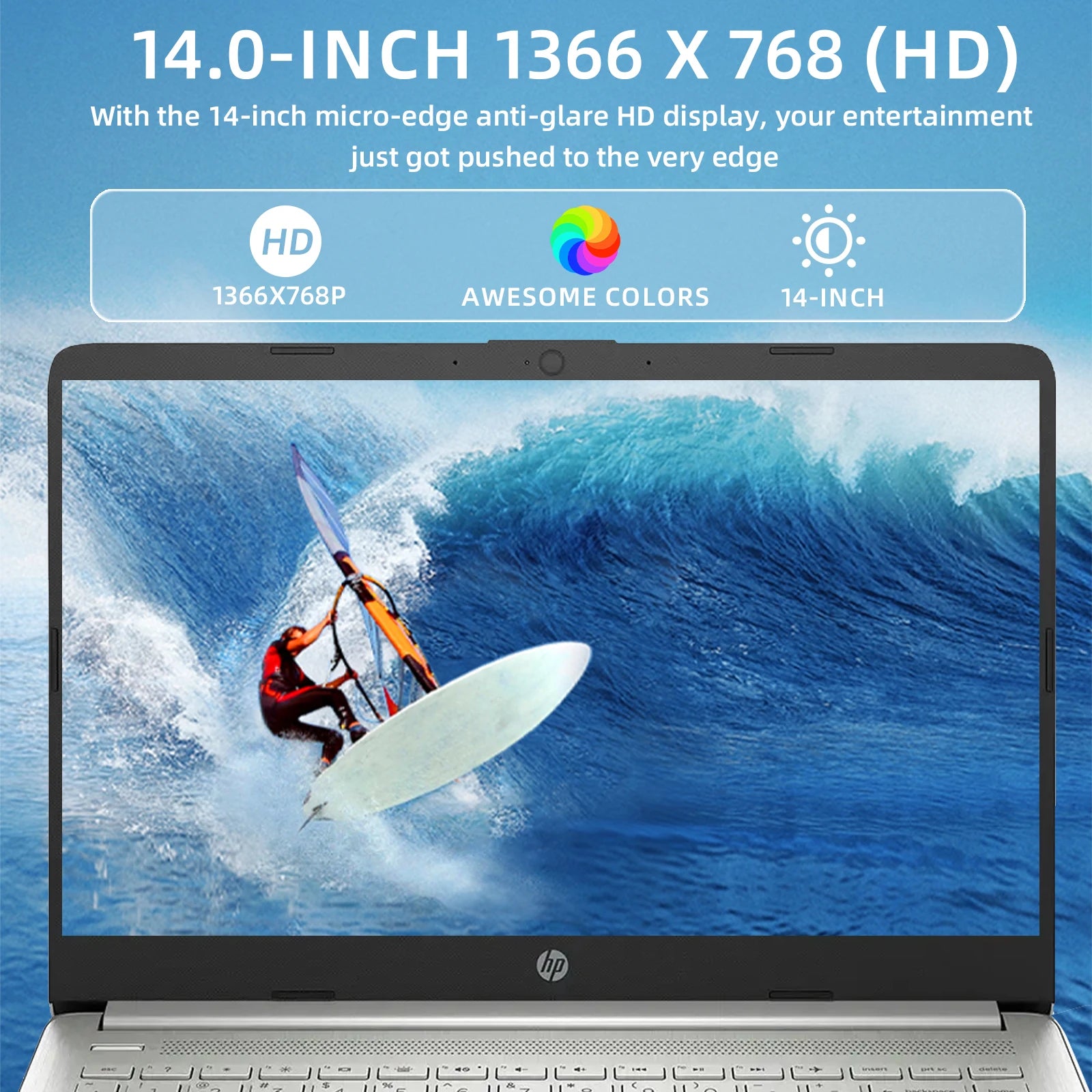 HP 14" Business Laptop,Intel Celeron N4120,16GB RAM,384GB Storage(128GB eMMC+256GB SD Card),1 Year Office 365
