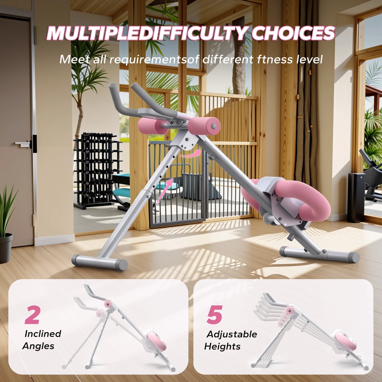 MERACH Ab Machine Adjustable Trainer Workout Foldable Knee Protection Abdominal Exercise Machine Core Ab Exercise System Trainer