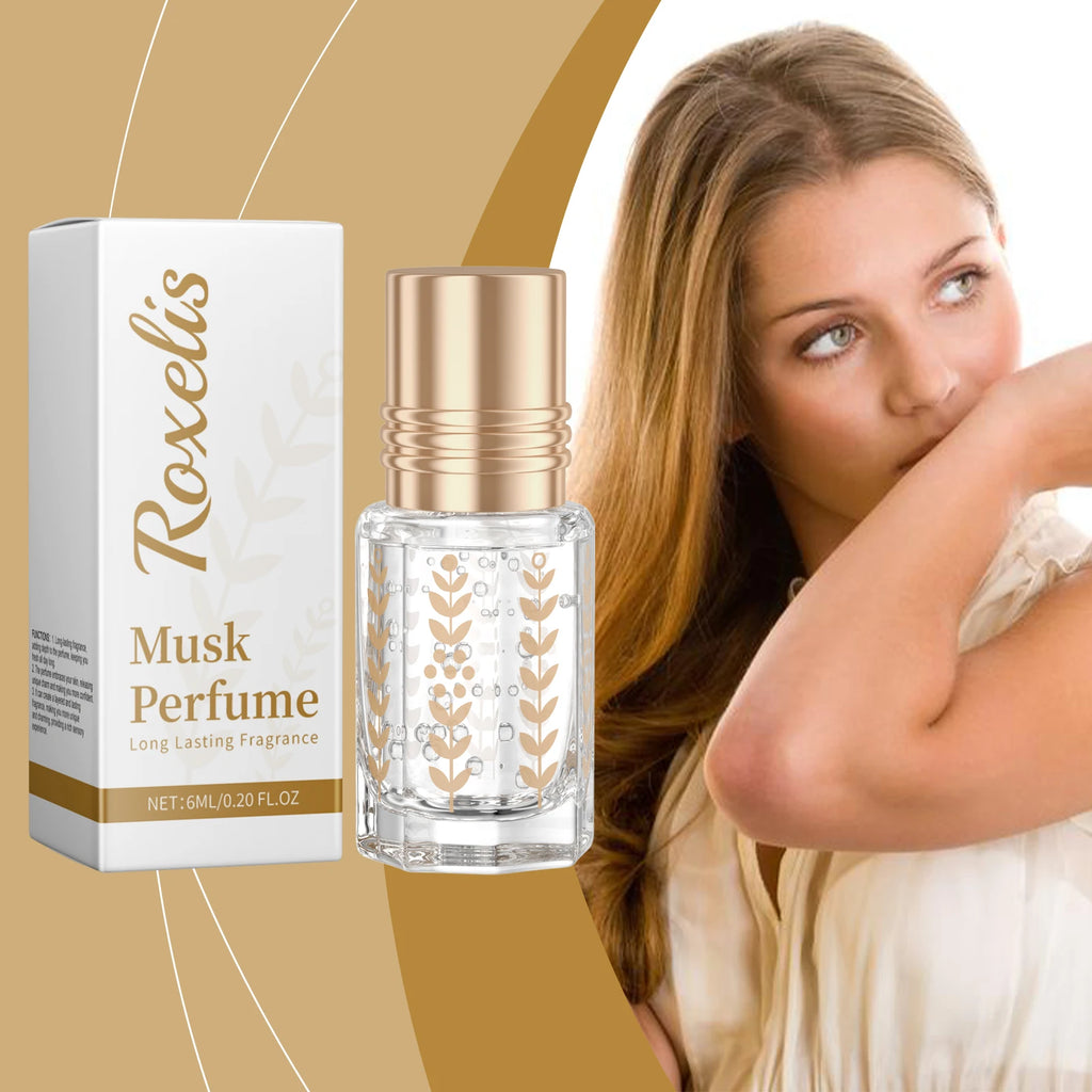 Roxelis Musk Perfume Natural Fresh Lasting formula Elegant Floral Charming Light Fragrance Daily Ball Bearing Portable Perfume