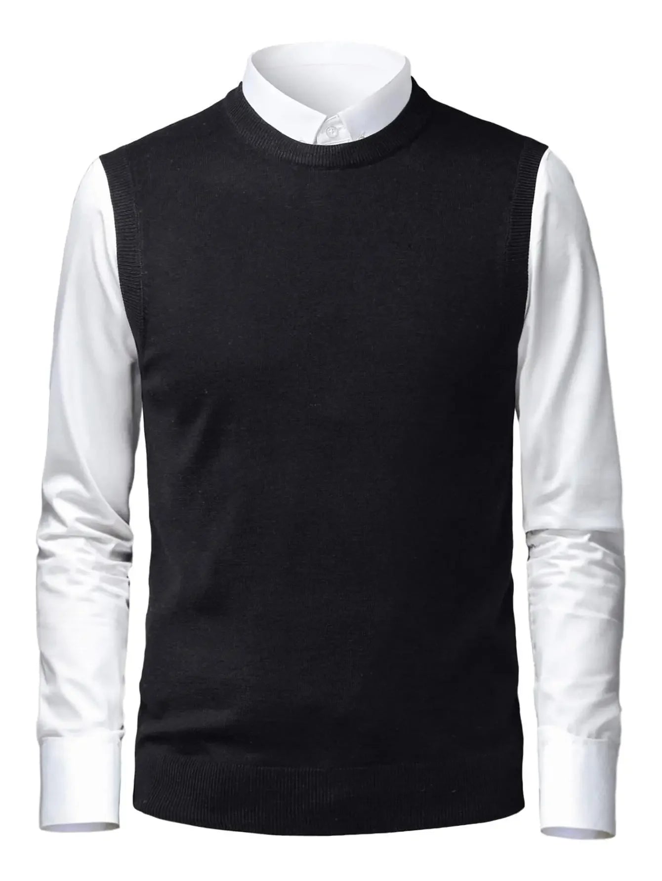 Men's Autumn Winter Thickened Wool Vest Round Neck Pullover Knitted Gilet Warm Comfortable Sleeveless Sweater Business Casual Ve