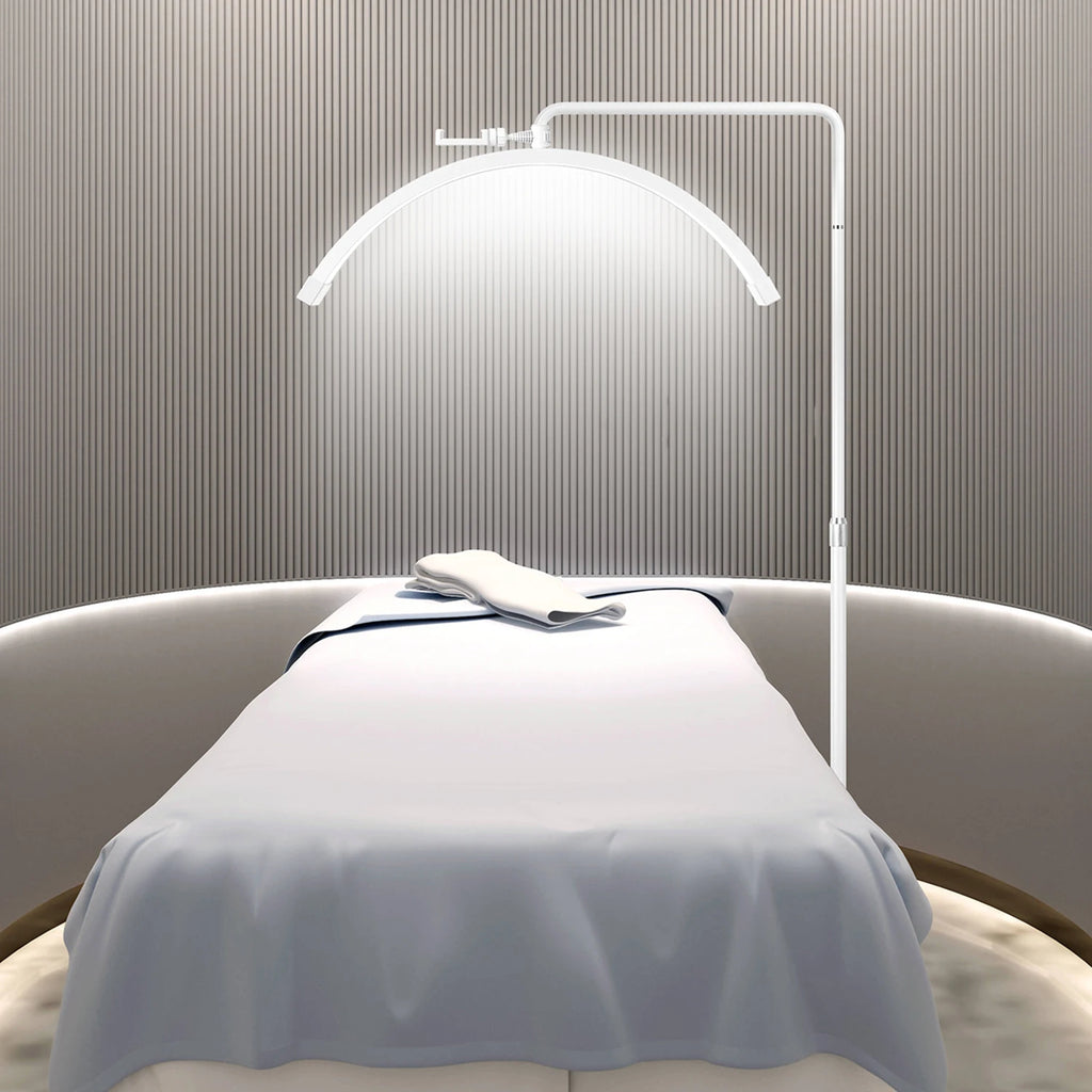 FOSOTO 40W Dimmable Bi-color Temperature LED Half Moon Lash Light Floor LED Ring Lamp Beauty Facials Skincare Tattoo Eyebrows