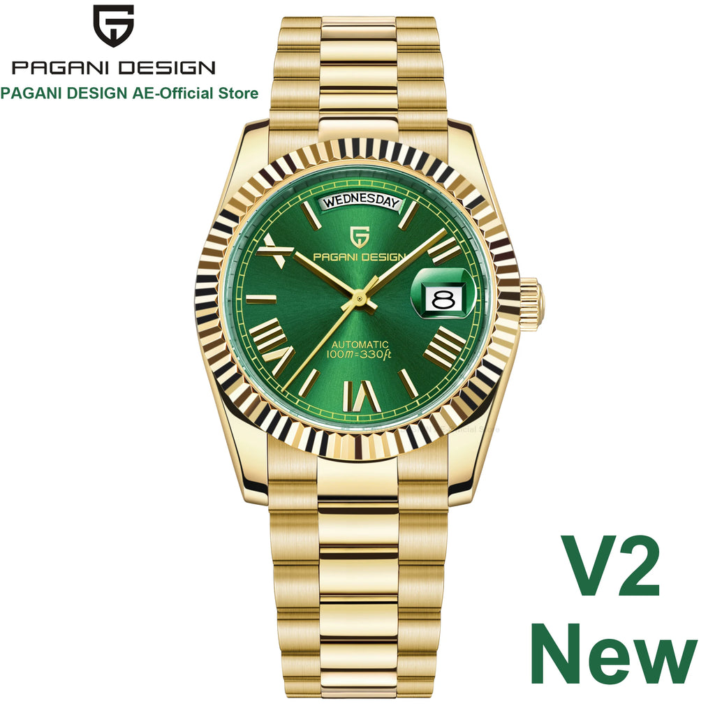 PAGANI DESIGN DD36 Gold Green V2 Men's Mechanical Watches Luxury Automatic Watch For Men 2024 New AR Sapphire glass Wrist watch
