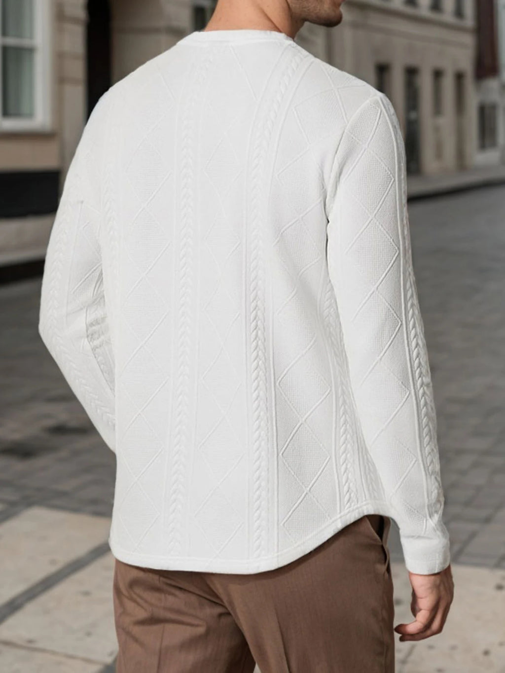 Mens Casual Long Sleeve Knit Shirts Crew Neck Collar Pullover Sweatshirt