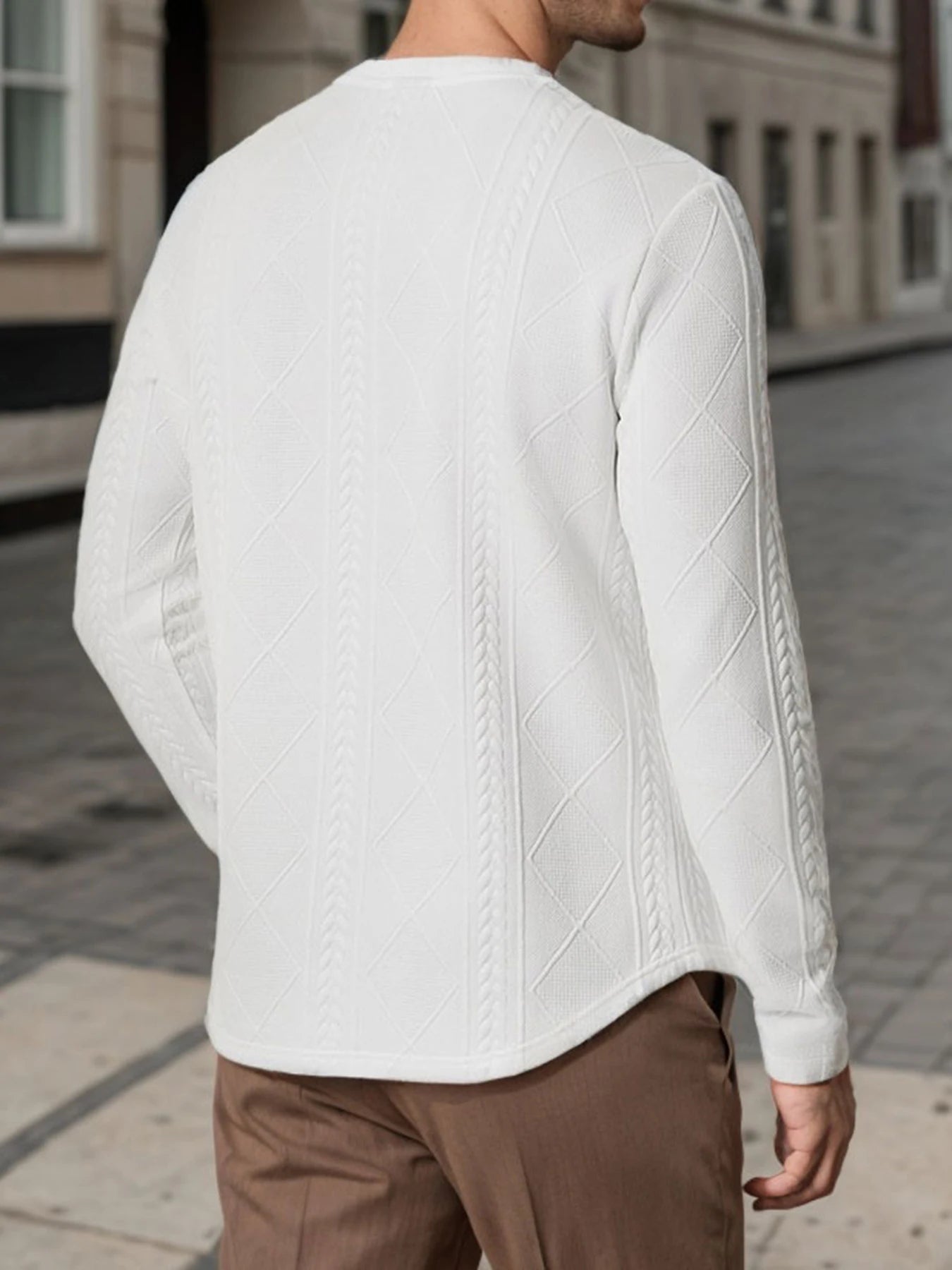 Mens Casual Long Sleeve Knit Shirts Crew Neck Collar Pullover Sweatshirt