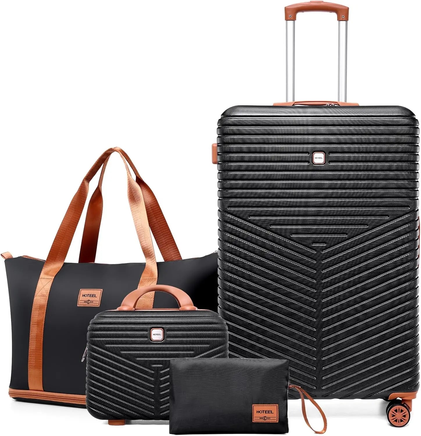 4 Piece Luggage Set Carry On ABS+PC Hard Shell Suitcase Travel Packing Box With Spinner Wheels & TSA Lock For Business Trip