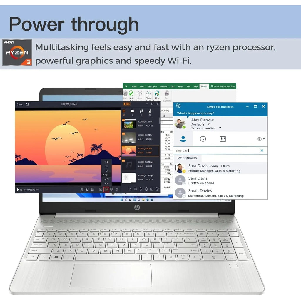 HP 15.6"HD Business Laptop,AMD Ryzen 3 5300U,32GB RAM,1TB SSD,Windows 11 Home,Natural Silver