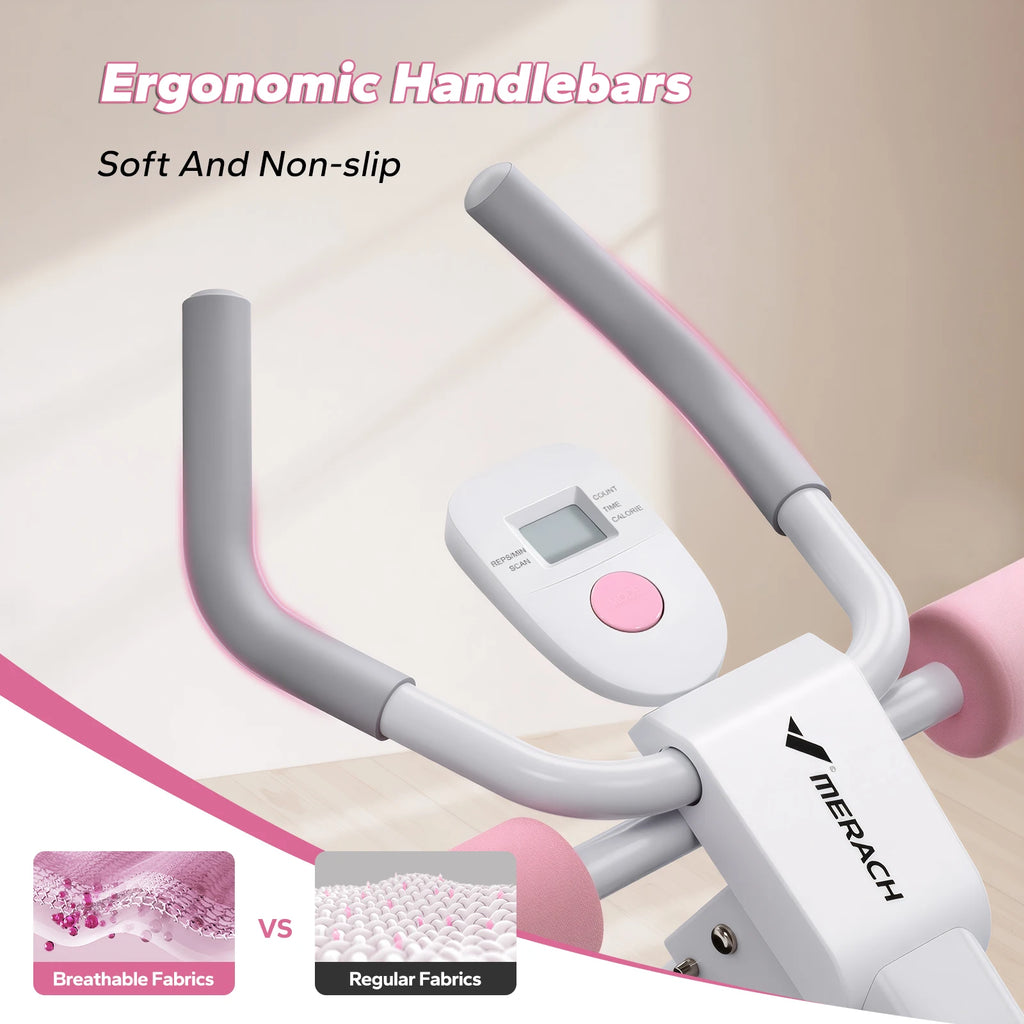 MERACH Ab Machine Adjustable Trainer Workout Foldable Knee Protection Abdominal Exercise Machine Core Ab Exercise System Trainer