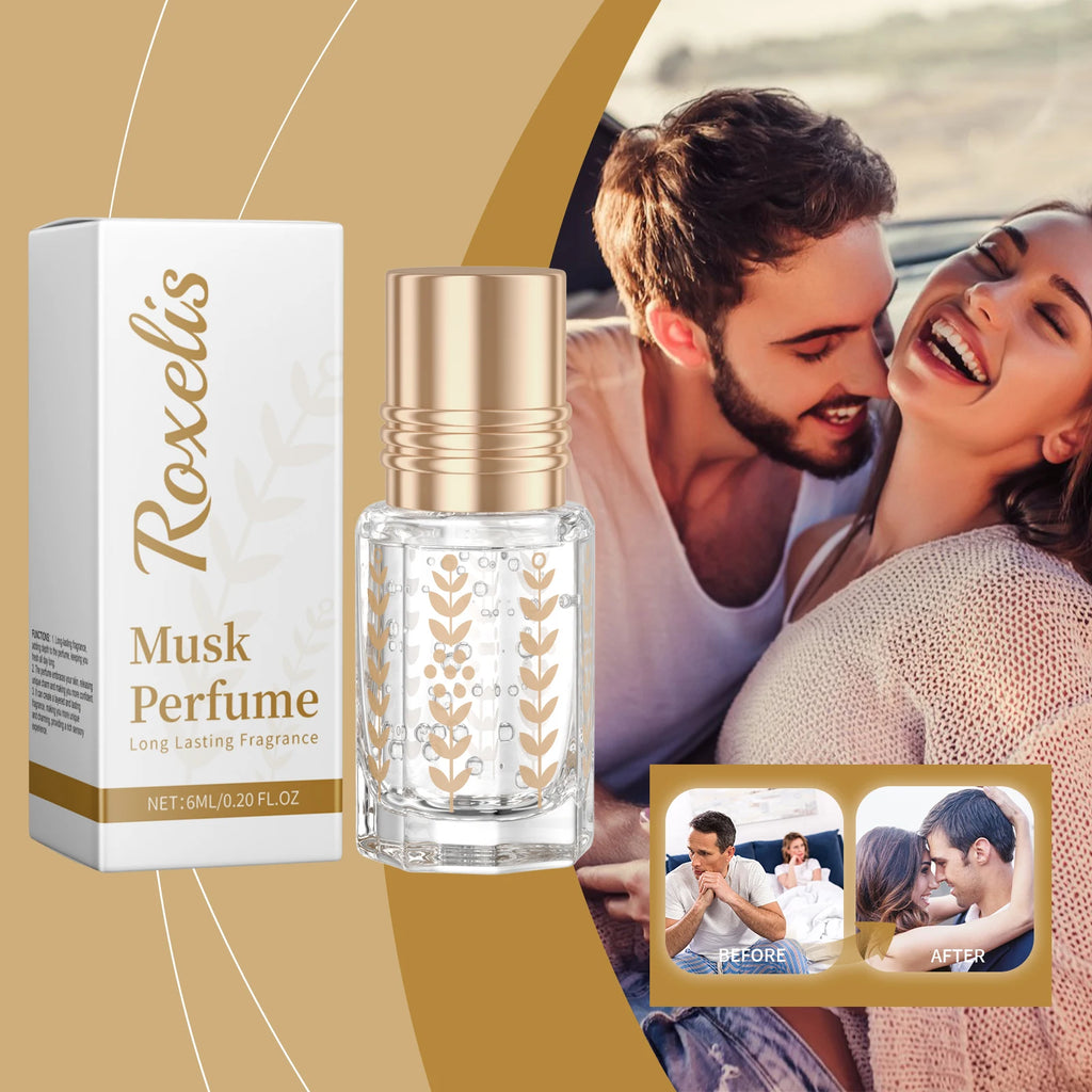 Roxelis Musk Perfume Natural Fresh Lasting formula Elegant Floral Charming Light Fragrance Daily Ball Bearing Portable Perfume