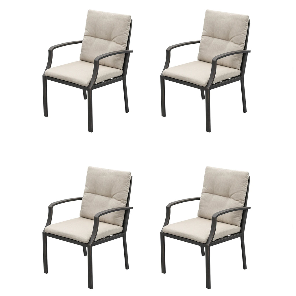 SeeHill Gunmetal Patio Chairs Set of 4, Aluminum Outdoor Dining Chairs with Cushions, Garden Deck Furniture