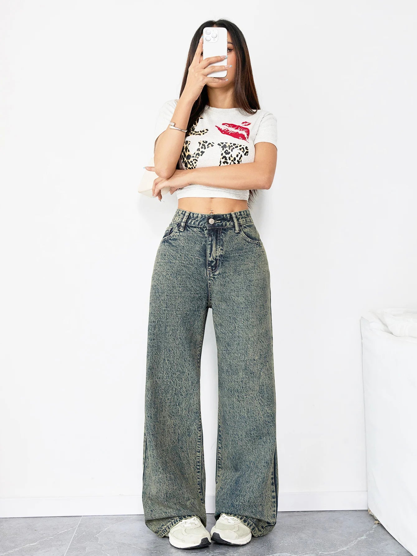 Loose Fit Wide Leg Denim Jeans for Women High Waist Casual Streetwear Vintage Style Comfortable Everyday Pants