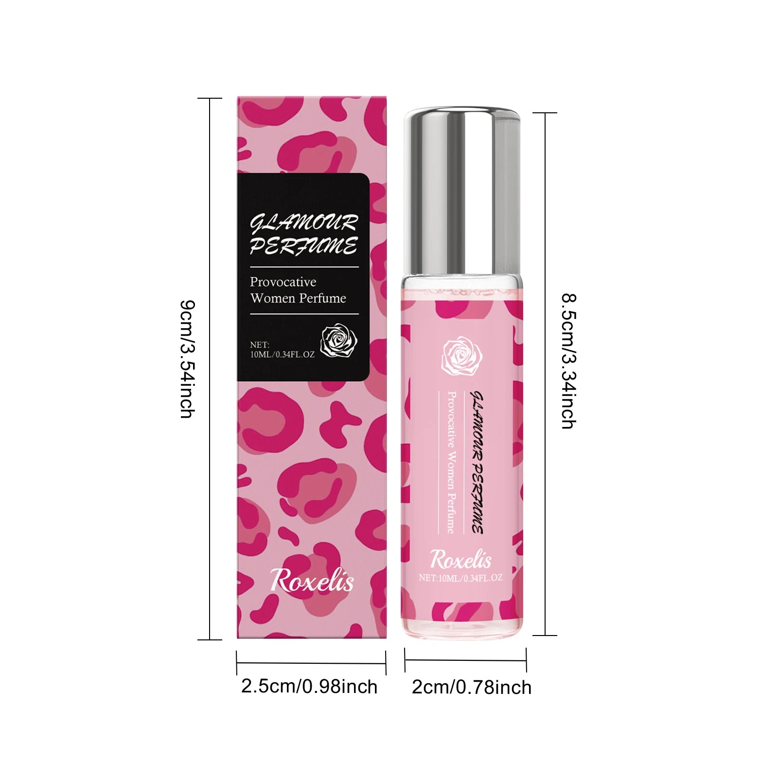 Roxelis 10ml Rose Glamour Perfume Roll-On Elegant Lady Lasting Fragrance Dating Alcohol-Free Refreshing Body Women Charm Perfume