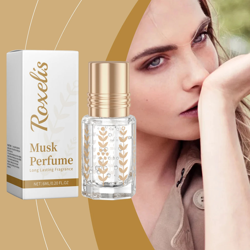 Roxelis Musk Perfume Natural Fresh Lasting formula Elegant Floral Charming Light Fragrance Daily Ball Bearing Portable Perfume