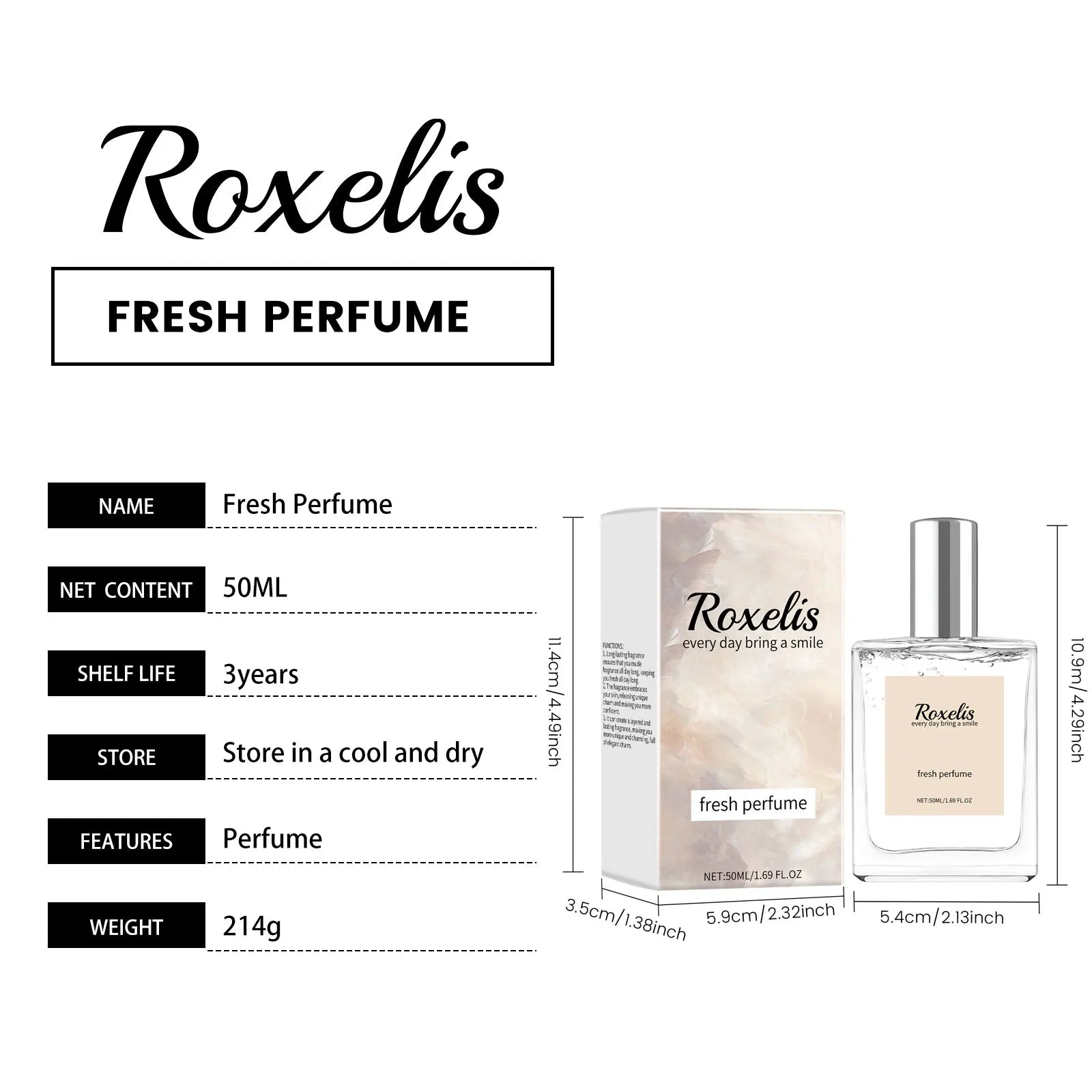 Roxelis 50ml Vanilla Light Perfume Pheromone Natural Fresh Lasting Fragrance Elegant Lady Flirt Dating Attract Charming Perfume