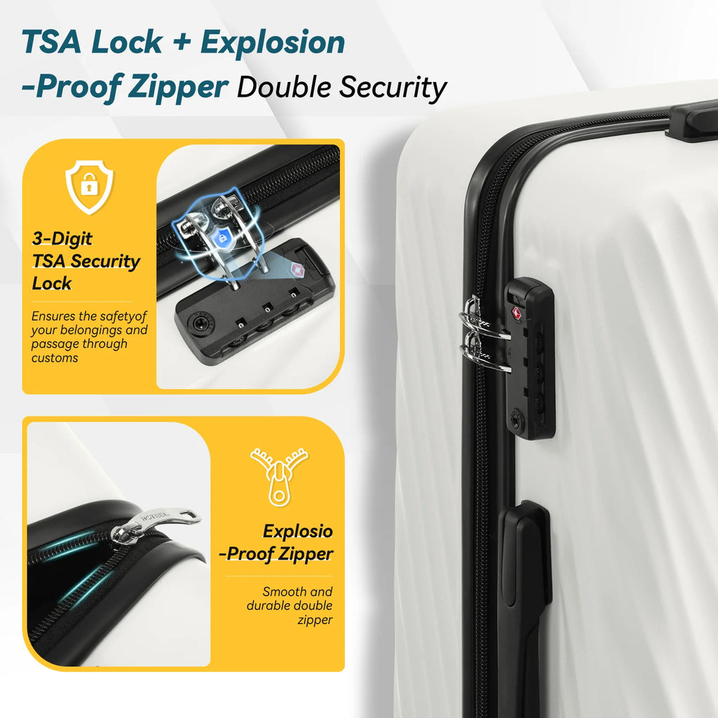 3 Piece Luggage Sets ABS Hardshell Suitcase With Spinner Wheels TSA Lock Travel Carry on Luggages For Women Men 20/24/28 Inch