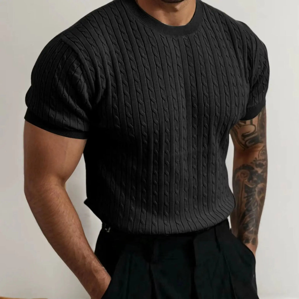Men's short sleeve crew neck pullover knitted sweater