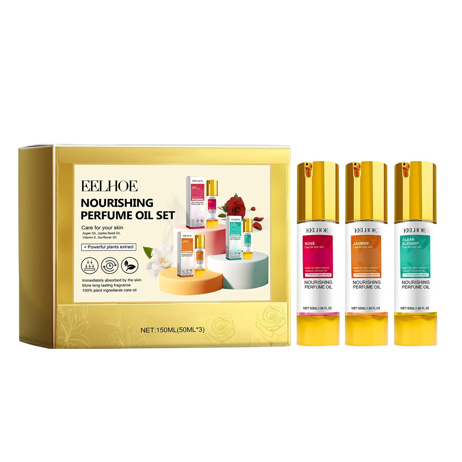 Eelhoe 1set Pheromone Flirting Women Perfume Set Charming Fresh Rose Jasmine Natural Fragrance Deodorant Elegant Dating Perfume