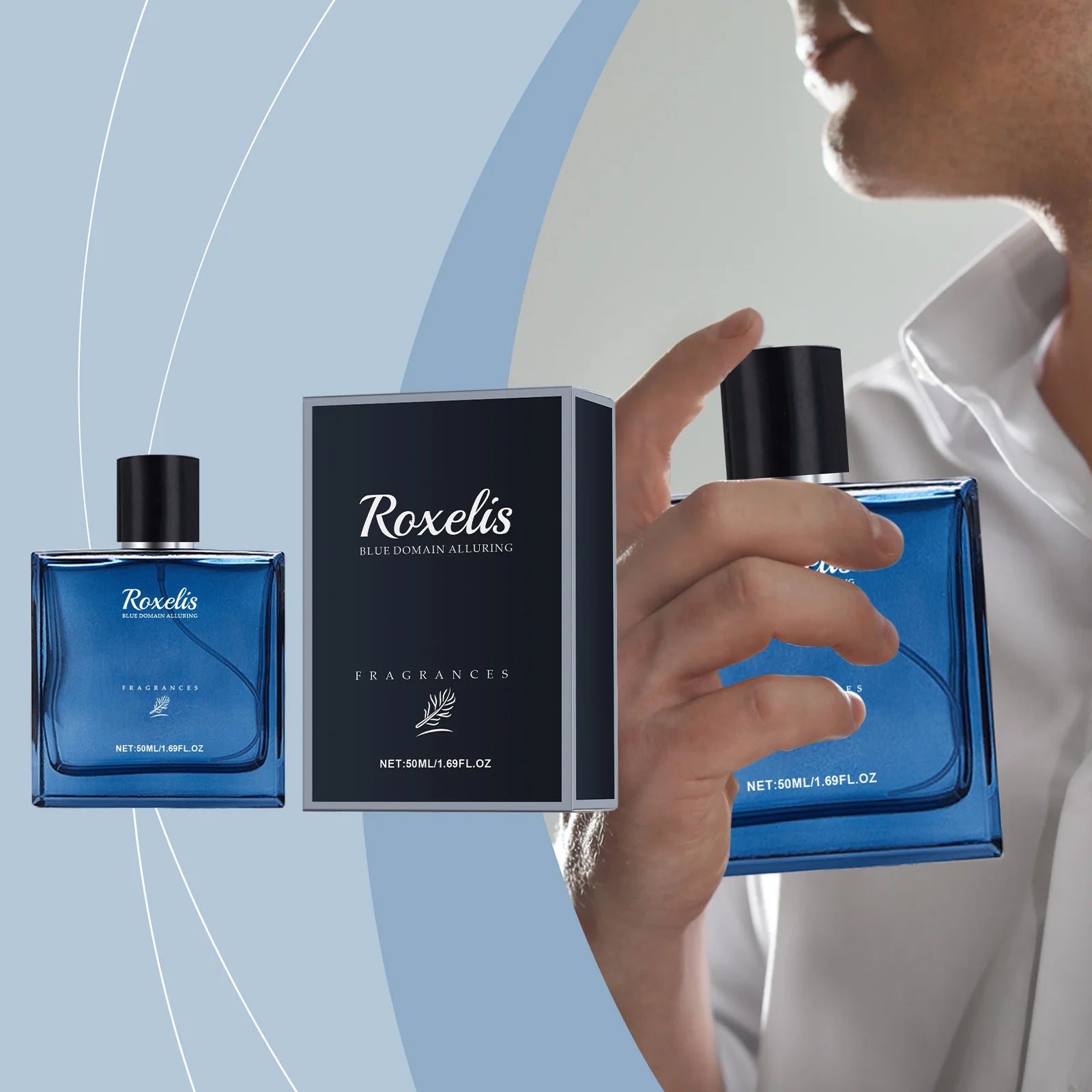Roxelis 50ml Blue Spirit Cologne Fresh Long Lasting Scent Enhance Charm Elegant Aroma Deep Complex Notes Date Night Essential