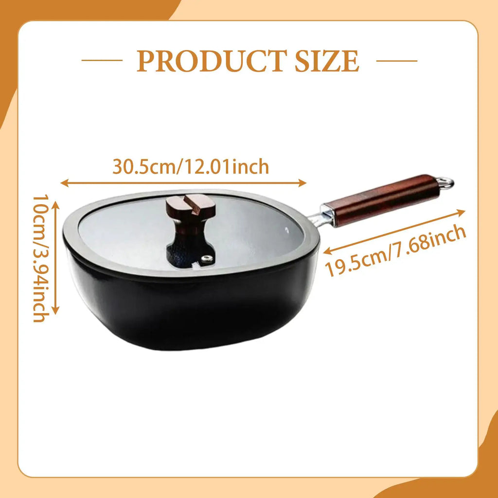 30cm/24cm Iron Flat Bottomed Frying Pan Non Stick Square Pot Stir Fry Pot Household Kitchen Gas Stove Universal Pan Cookware