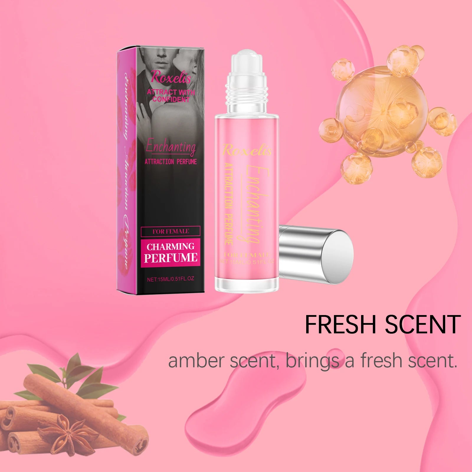 Roxelis 15ml Cologne Pheromone Perfume Roller Ball Lasting Scent Elegant Woman Body Charm Dating Flirt Glamour Lady Perfume
