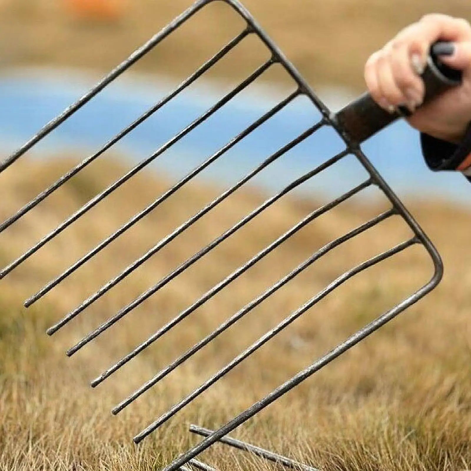 Pitchfork Tool Replacement Head, Agricultural Fork for Garden Tasks 9 teeth Steel Stall Shaving Fork for Lawns Road Maintenance