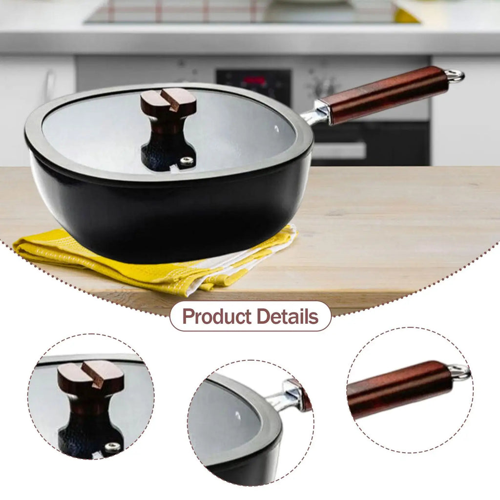 30cm/24cm Iron Flat Bottomed Frying Pan Non Stick Square Pot Stir Fry Pot Household Kitchen Gas Stove Universal Pan Cookware