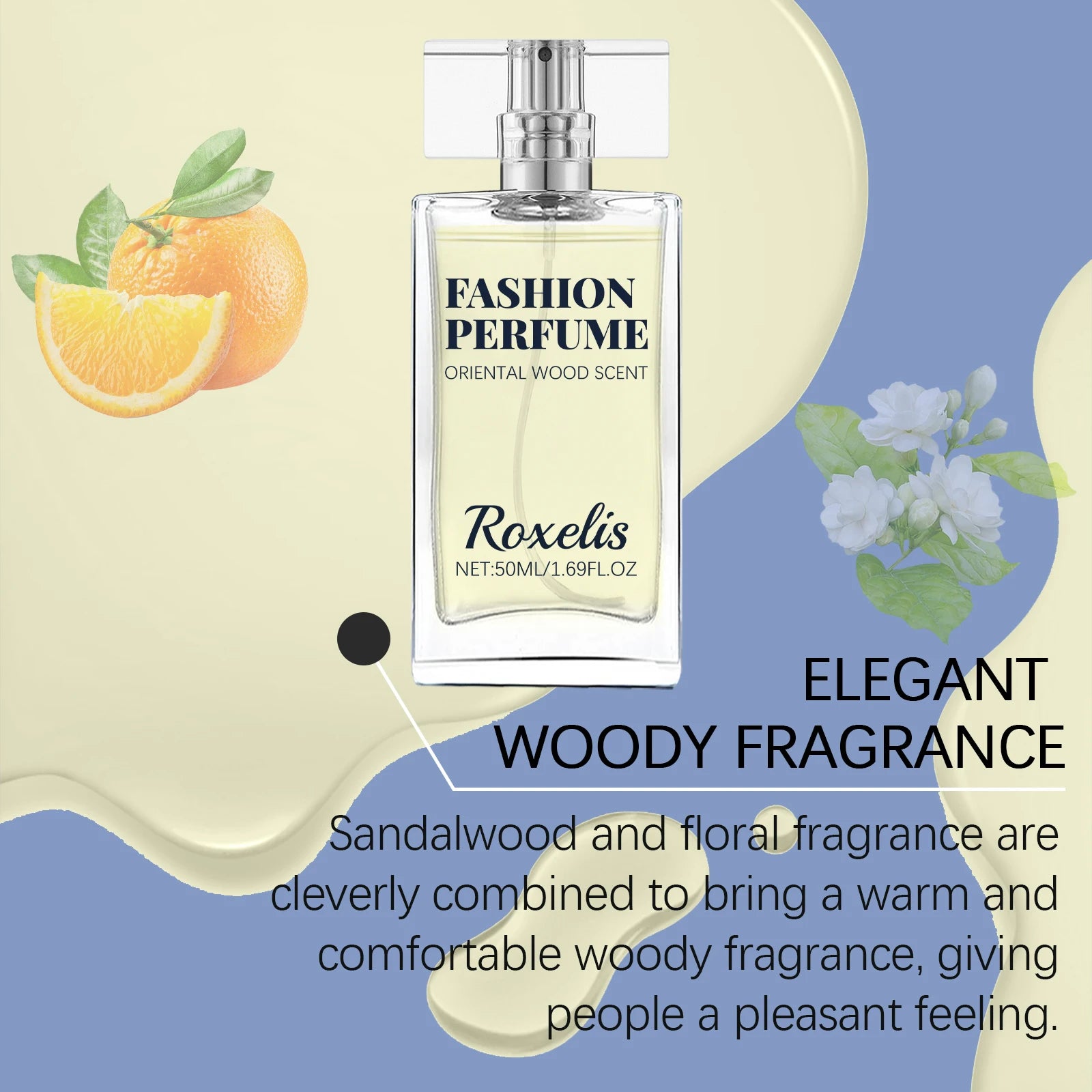 Roxelis 50ml Sandalwood Perfume Men Pheromone Freshing Fragrance Oriental Wood Flirting Dating Long Lasting Scent Perfume Spray
