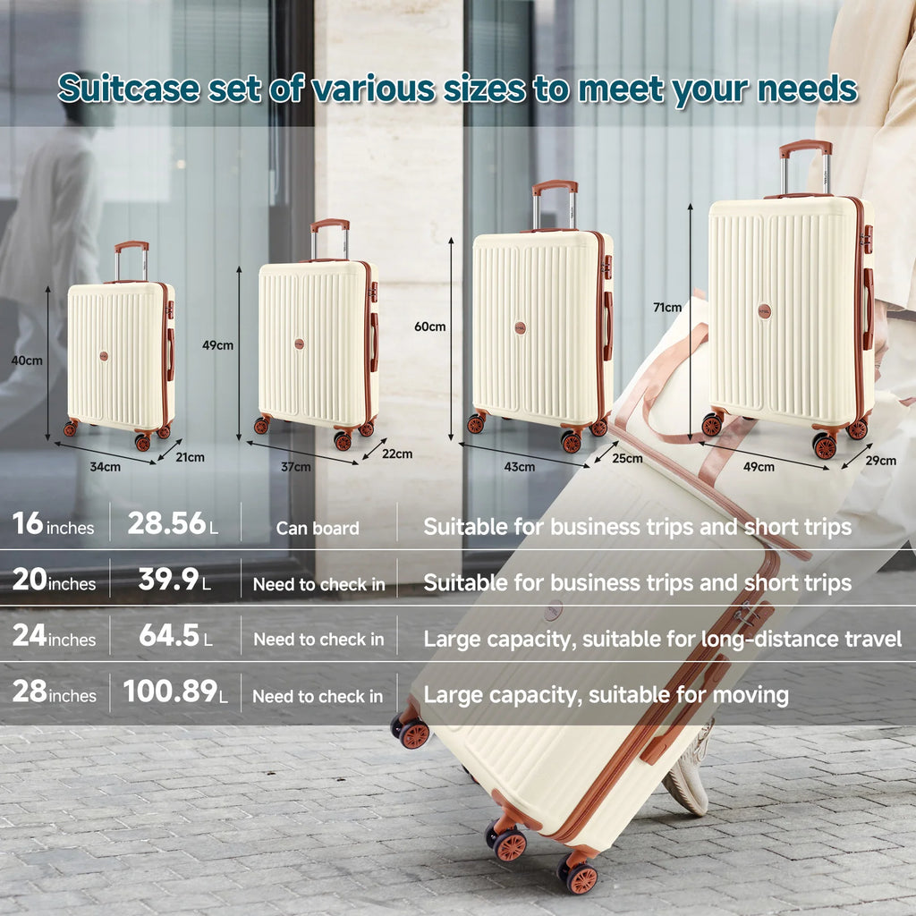 3 Piece Luggage Set With Spinner Wheels Carry On Suitcase Set Duffel&Toiletry Bag With TSA Lock ABS+PC For Business Travel