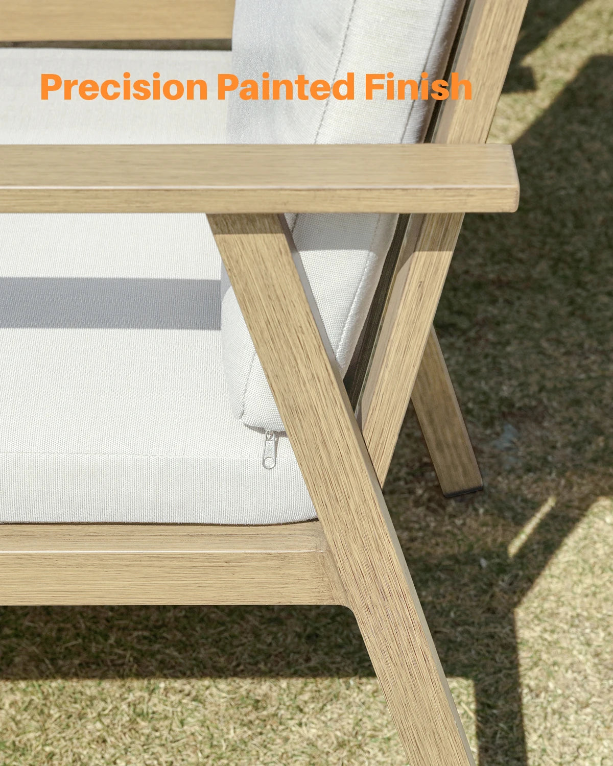 SeeHill Swivel Patio Dining Chairs, 2 Aluminum Swivel Chairs with Cushions, 360° Rotation, Maple Wood Outdoor Furniture