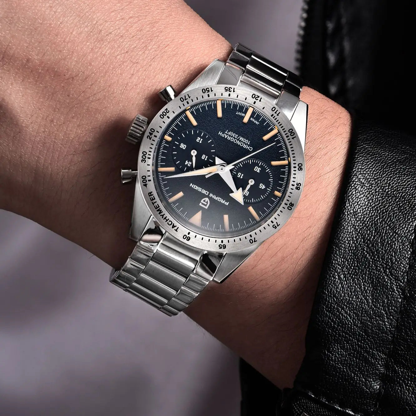 PAGANI DESIGN Retro Wide Arrow Watches Luxury Quartz Watch Men Sport Speed Chronograph Japan VK64 AR Sapphire glass 2024 New