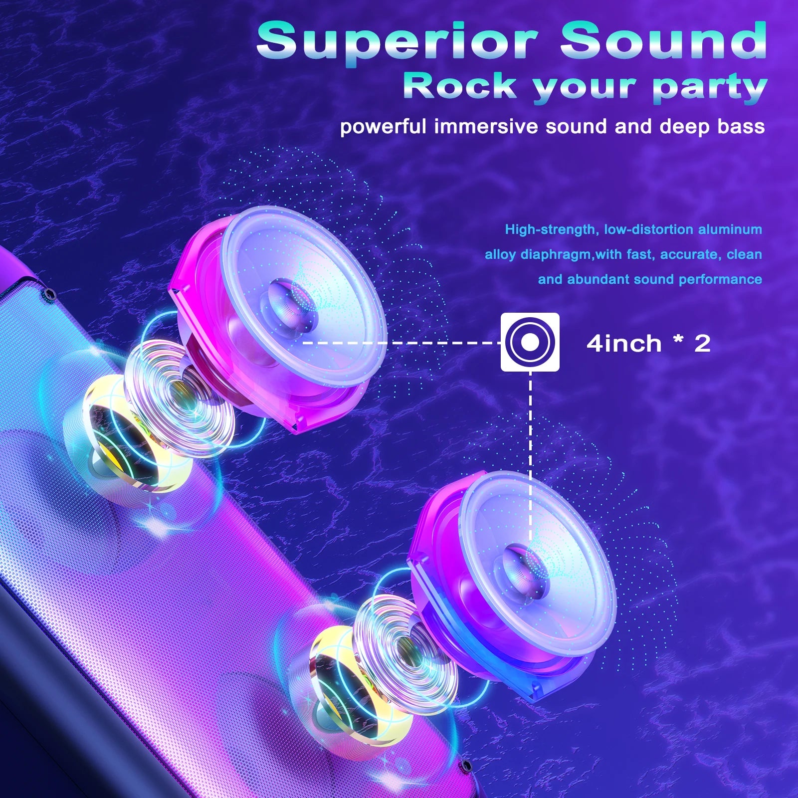 Wireless Bluetooth Speaker, Karaoke Machine with 2 Microphone, Home Karaoke Party Speaker with LED Light