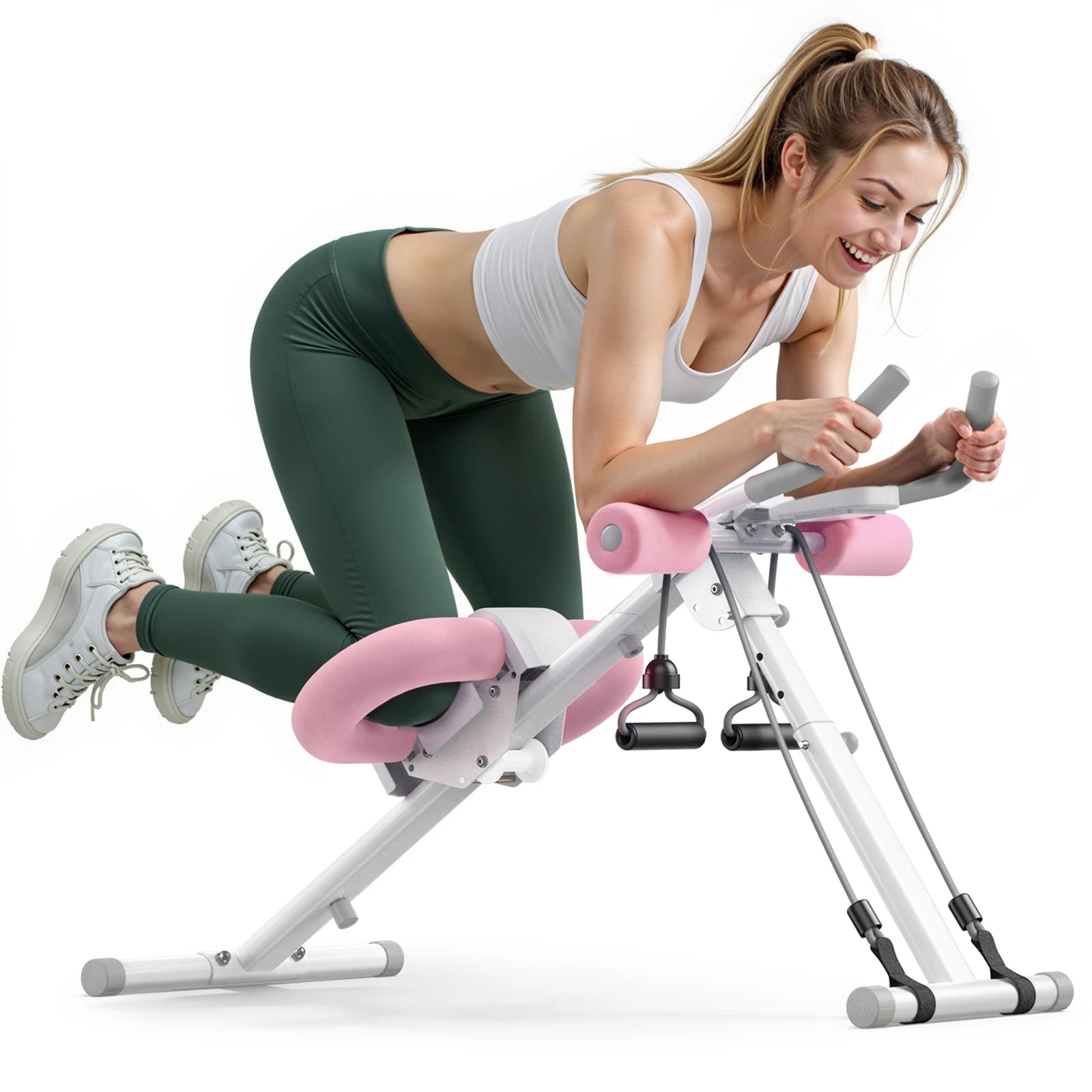 MERACH Ab Machine Adjustable Trainer Workout Foldable Knee Protection Abdominal Exercise Machine Core Ab Exercise System Trainer